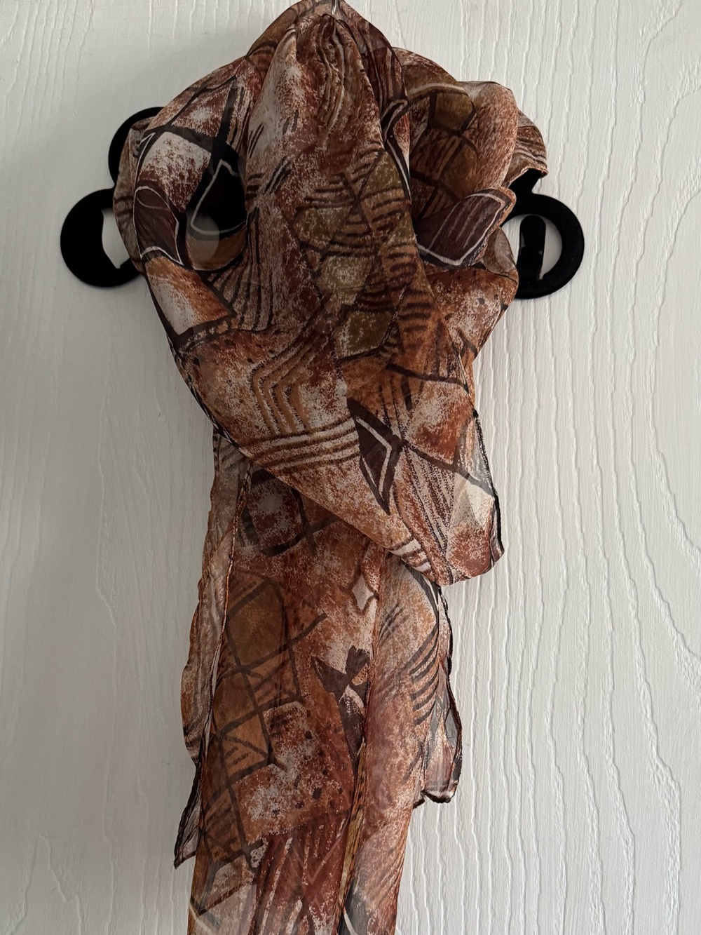 Lightweight Brown Patterned Women's Scarf Vintage